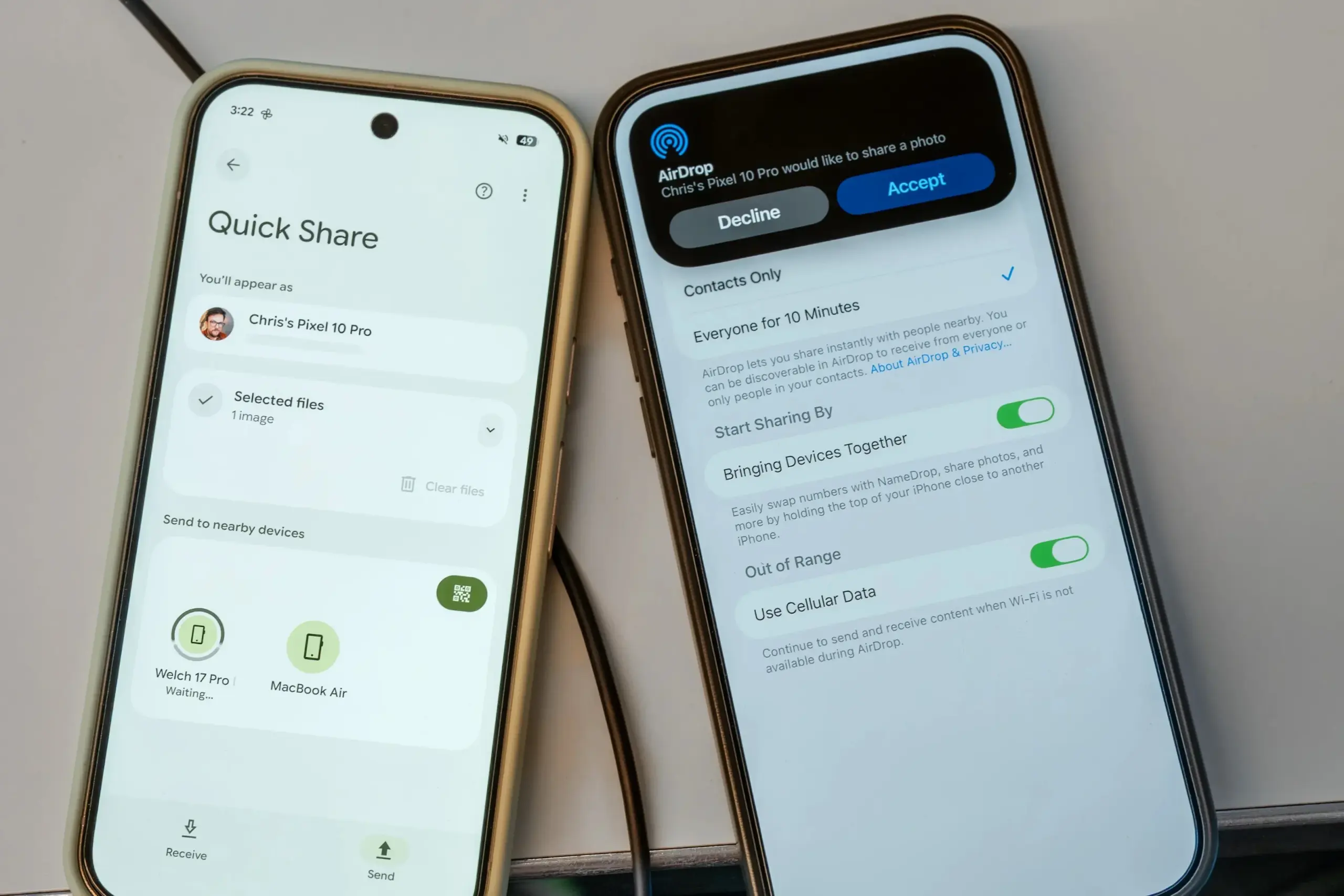 Google, Android, AirDrop, Quick Share, iOS