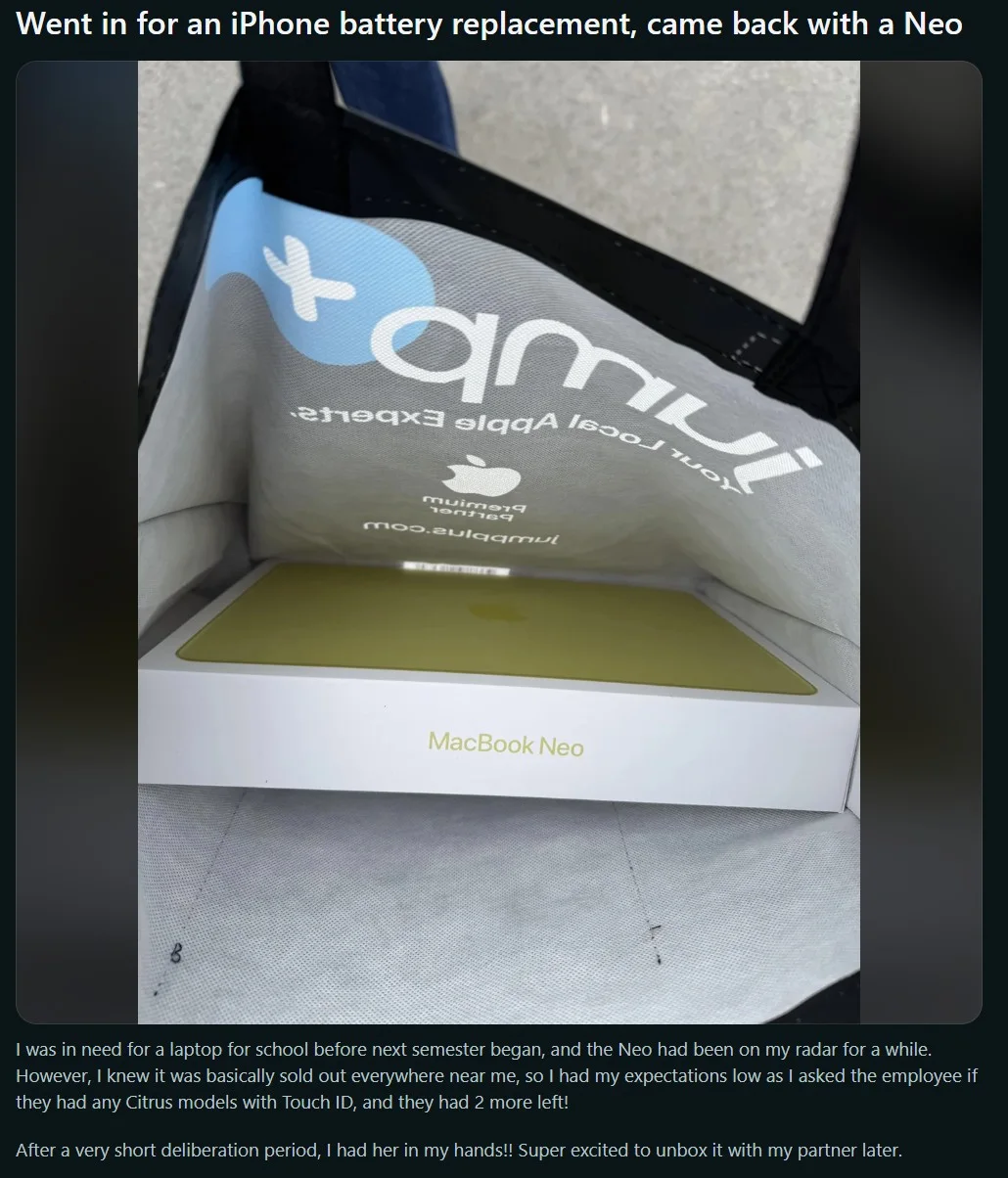 macbook-neo-apple-magazalarinda-sasirtici-bir-satis-trendi-yaratti featured image