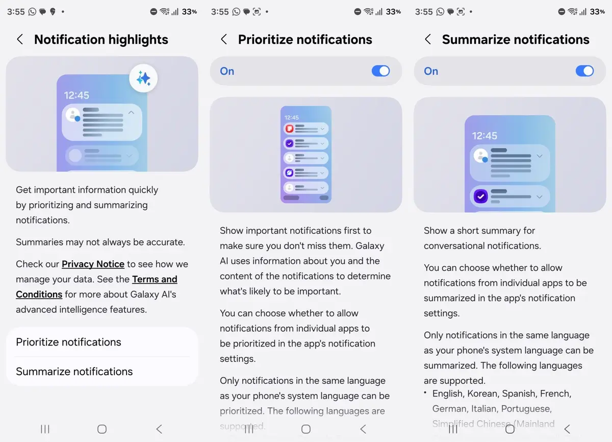 galaxy s25 serisi icin yeni notification highlights guncellemesi yayinlandi 1