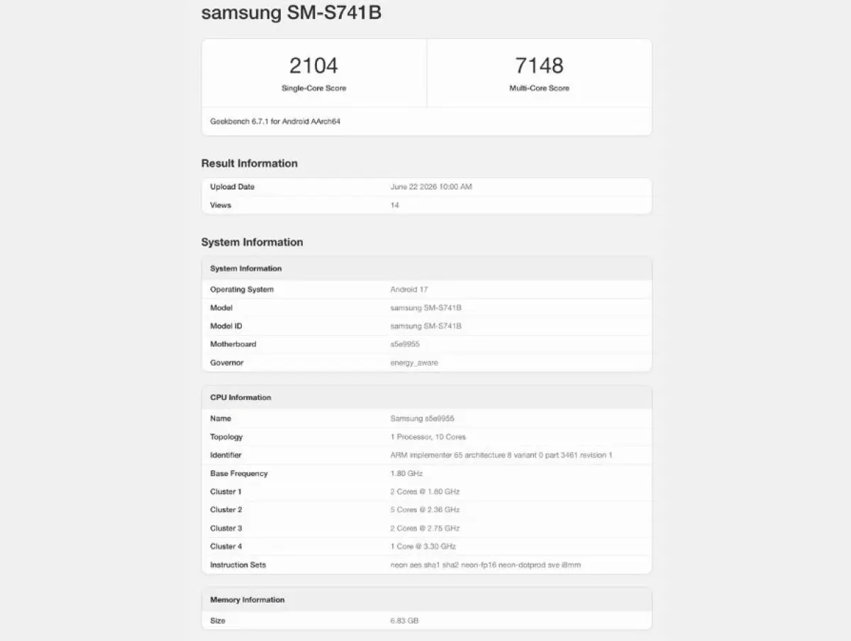 samsung galaxy s26 fe geekbench testlerinde yeniden goruntulendi 1