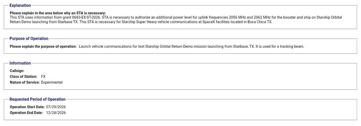 spacex starship in donusu icin fcc den sinyal gucu artisi istedi 2