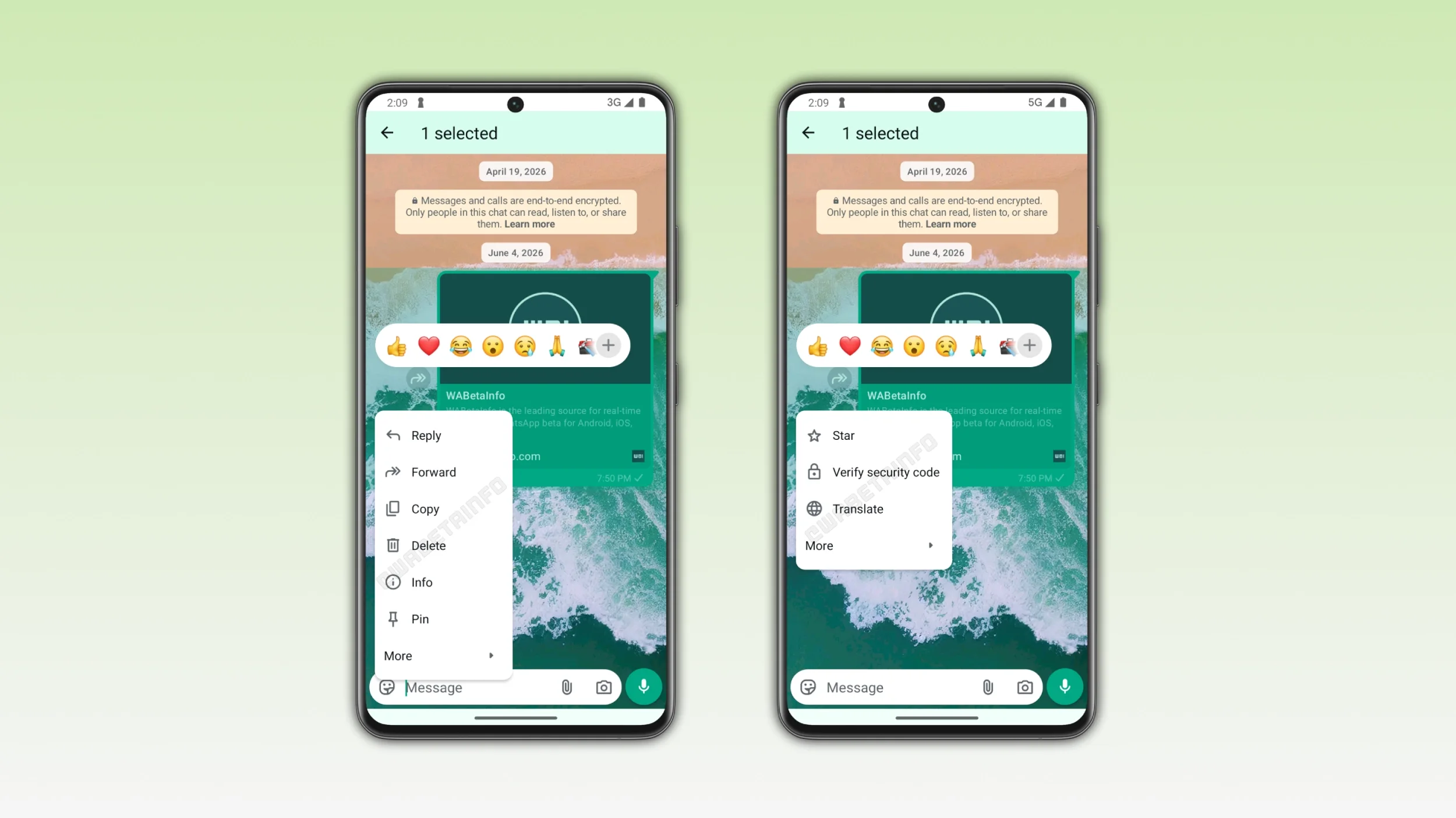 WhatsApp, Android, mesaj menüsü, beta, güncelleme