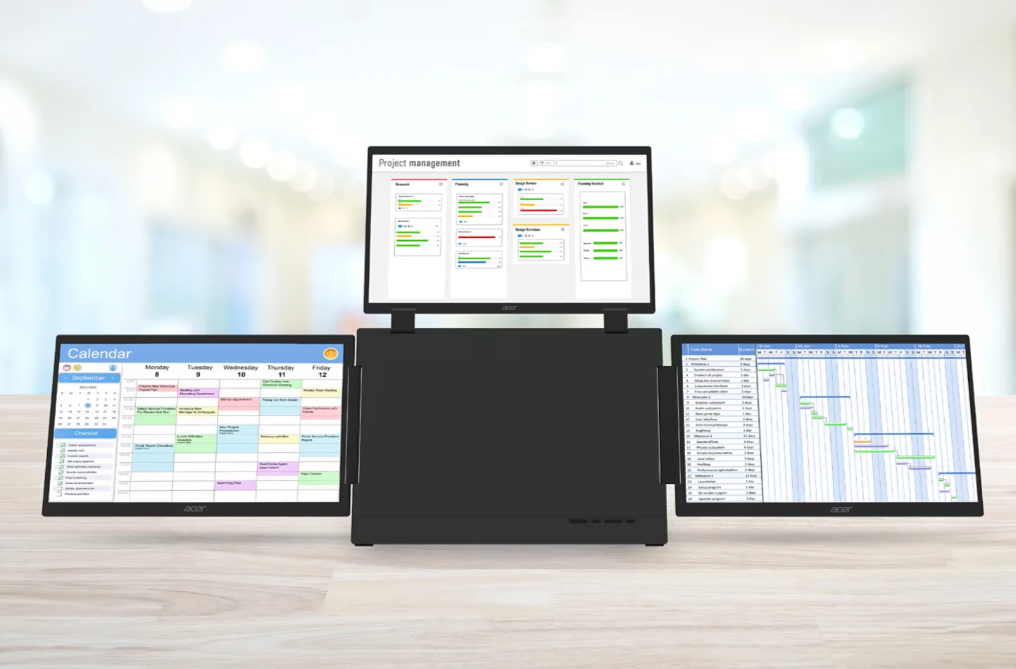 Acer'dan Üç Ekranlı Taşınabilir Monitör Çözümü — Acer üç ekranlı taşınabilir monitör, taşınabilir monitör modelleri, Acer PD163Q-P3 özellikleri, üç ekranlı monitör kurulumu, dizüstü bilgisayar ekran genişletme