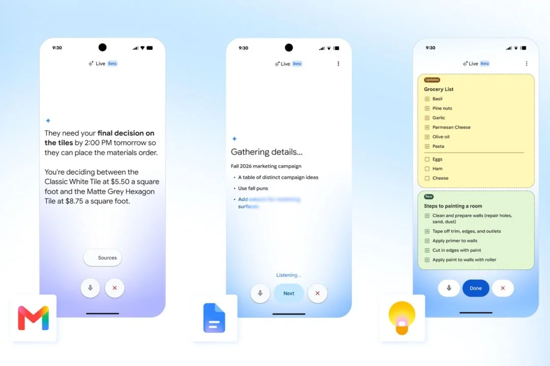 Google Servislerine Sesli Yapay Zeka Geldi: İşte Detaylar — Gmail Live Docs Live özellikleri, WeatherNext 3 hava durumu, Google sesli komut sistemi, Gemini Live entegrasyonu, küresel hava tahmin modeli