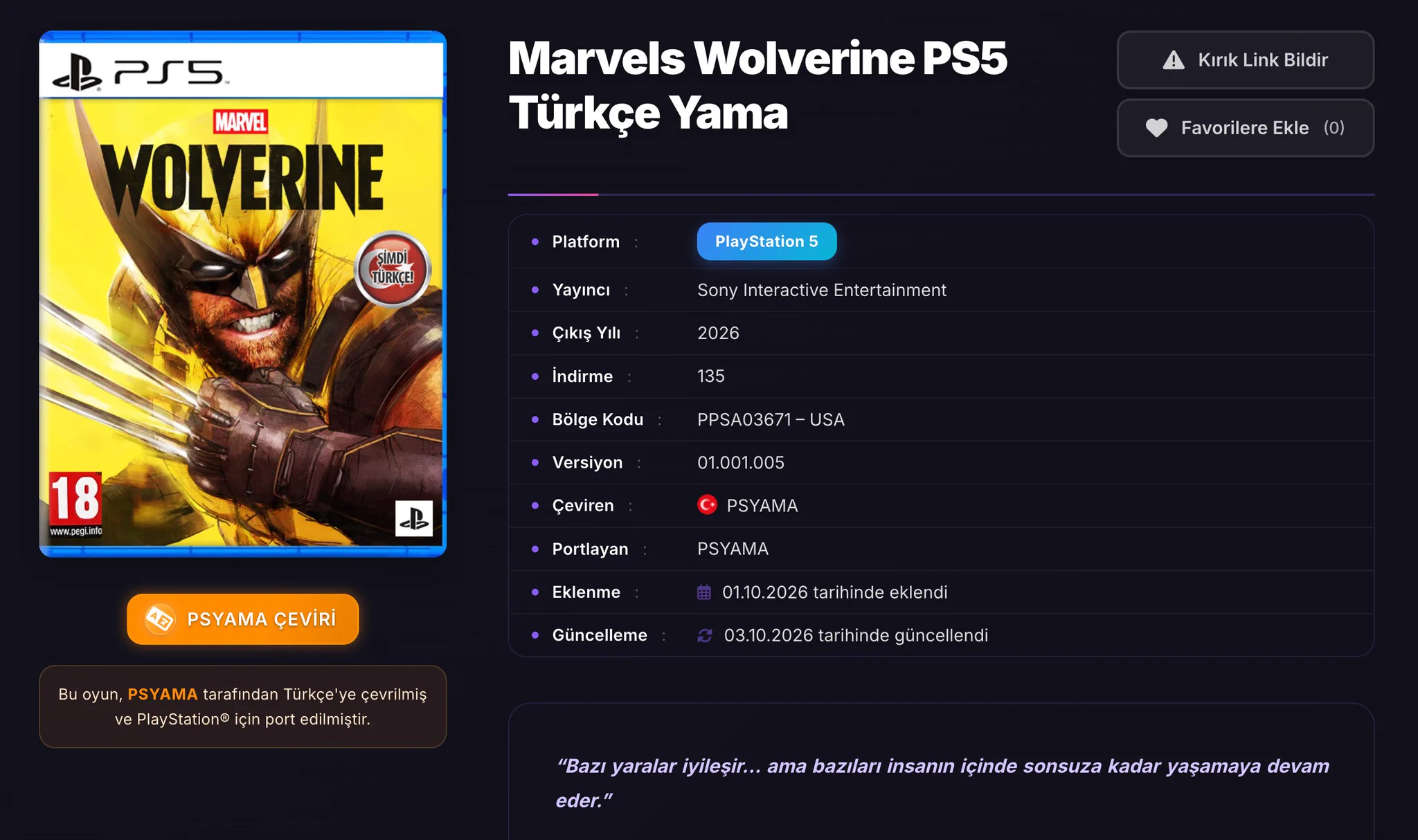 PS5 Türkçe Yama