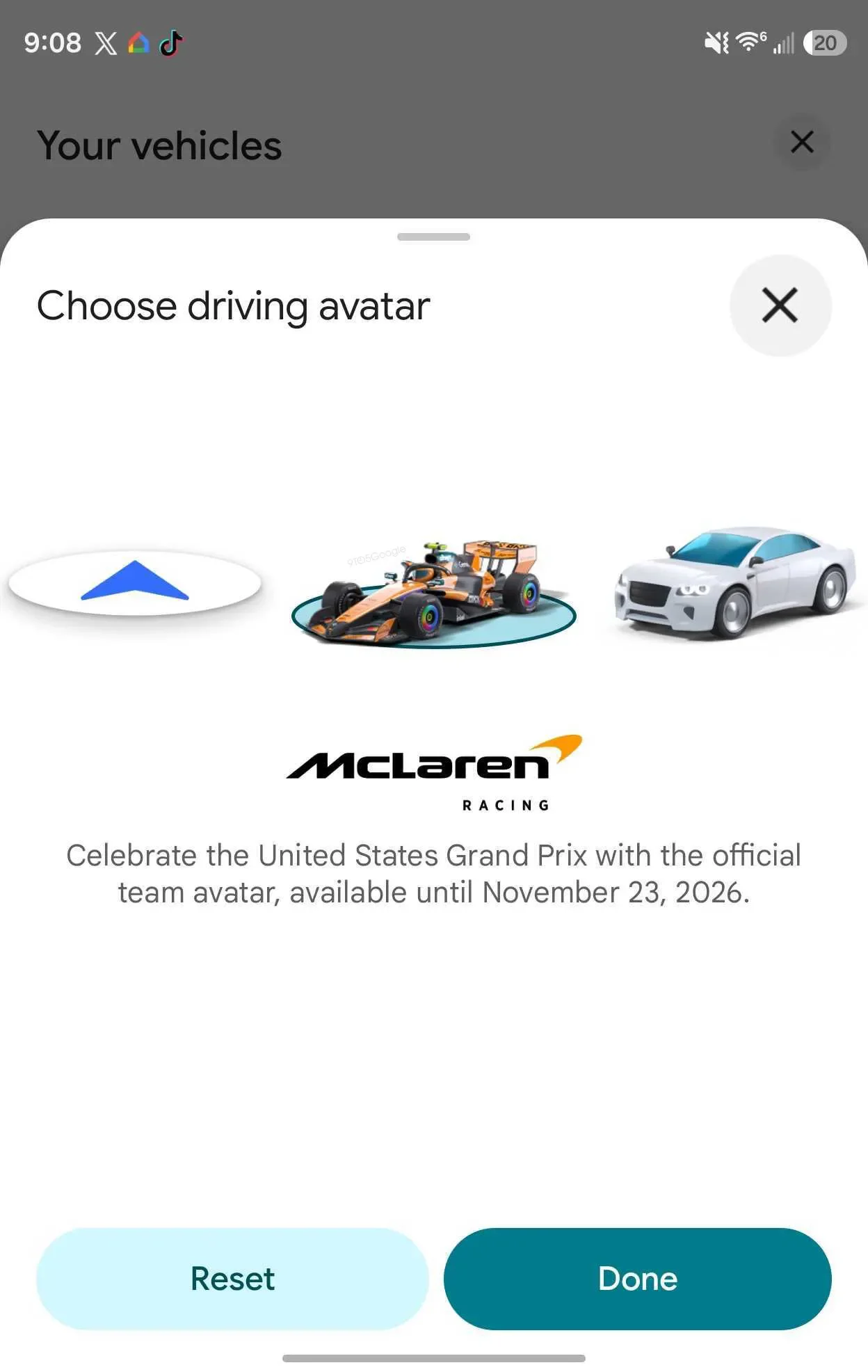Aracınız Formula 1'e Dönüşüyor: Google Haritalar'a McLaren F1 Avatarı Geldi — Google Haritalar McLaren F1 simgesi, Google Haritalar sürüş avatarı, Google Maps McLaren F1, Google Haritalar navigasyon ikonu, Android Auto araç simgesi