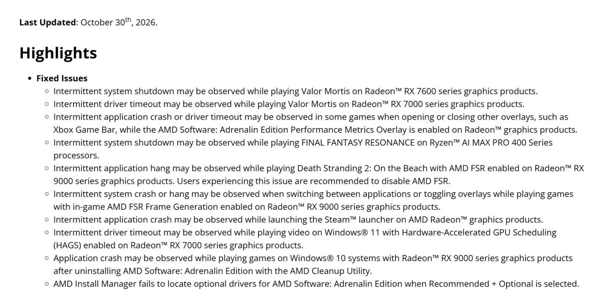 AMD Adrenalin 26.10.2 görseli