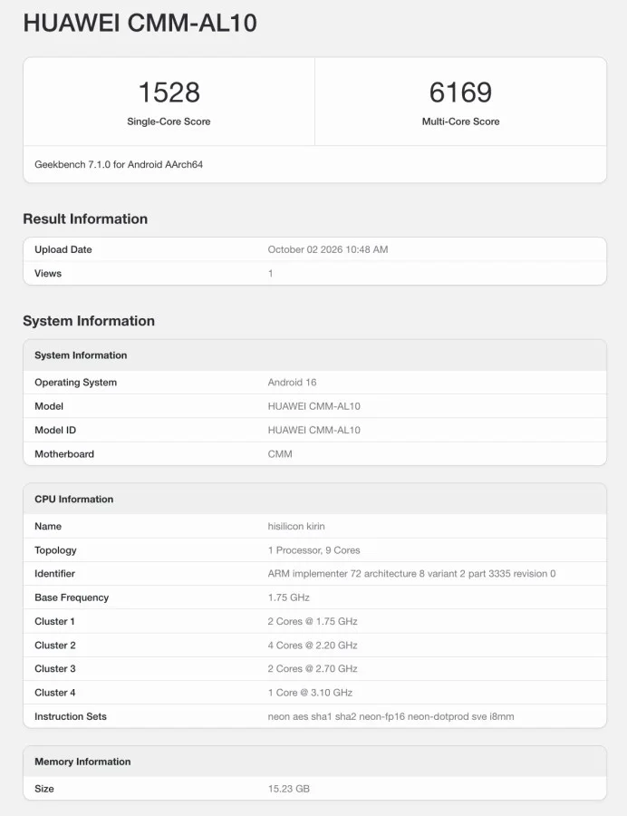 Huawei Mate 90 Pro Max Sınıfta Kaldı: Performansı Yetersiz Kaldı — Kirin 9050 Pro performansı, Geekbench 7 test sonuçları, Maleoon 955 GPU, SMIC 7 nm üretim