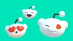 Reddit Sana Özel akışı duyurusunda kullanılan, yeşil zemin üzerinde gülümseyen üç Reddit maskotu Snoo